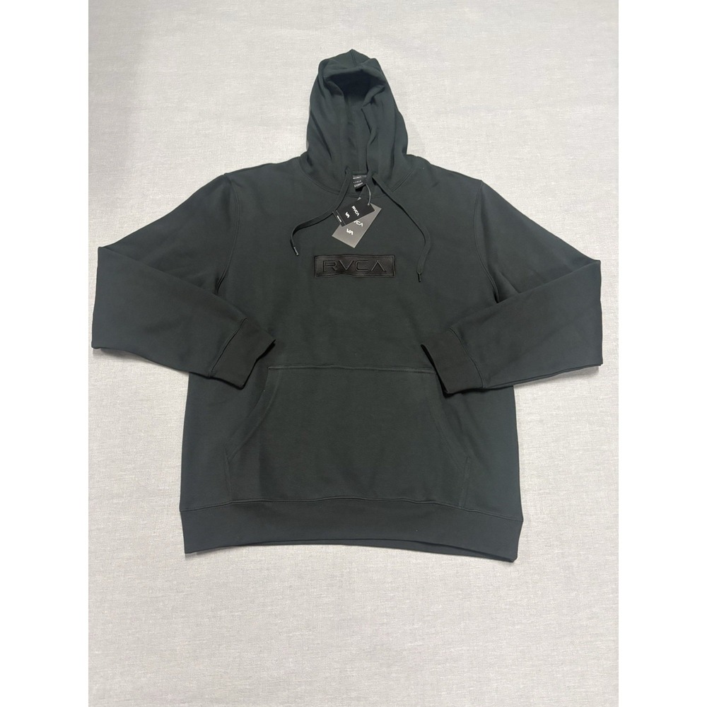 New RVCA Balance Of Opposites Box Hoodie Sweatshirt Black Mens Large Fleece NWT